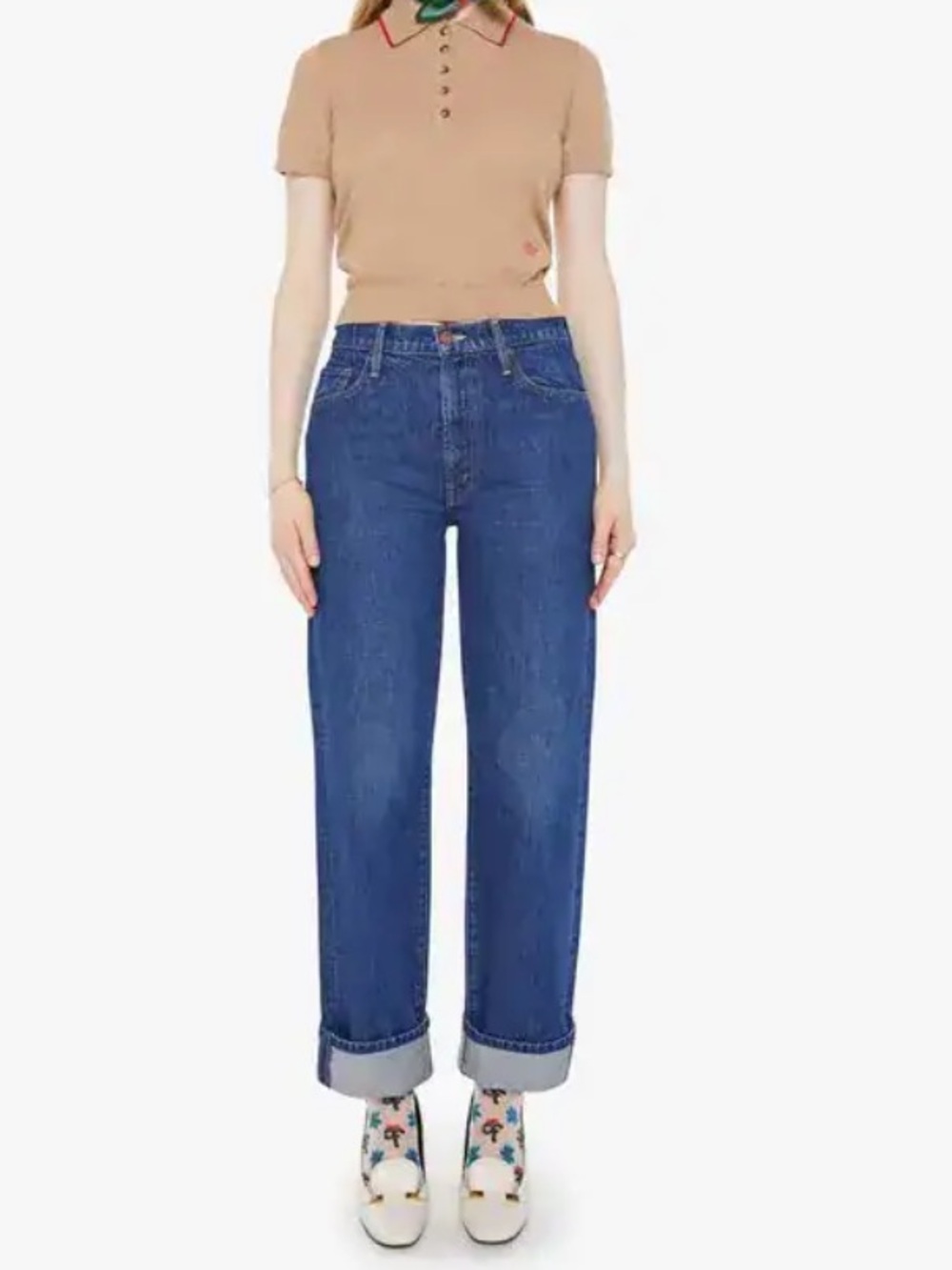 MOTHER Chloe Fineman X The Glider Hover Cuff Cabin Fever Jeans